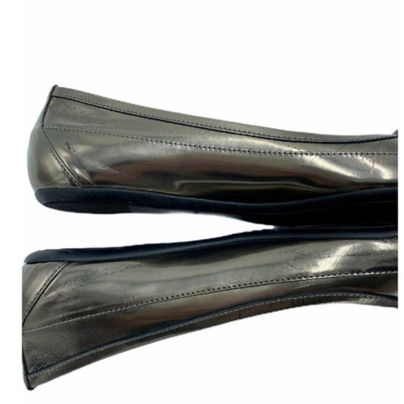 SOLD Burberry Patent Novacheck Silver Buckle Flats - Picture 7 of 12